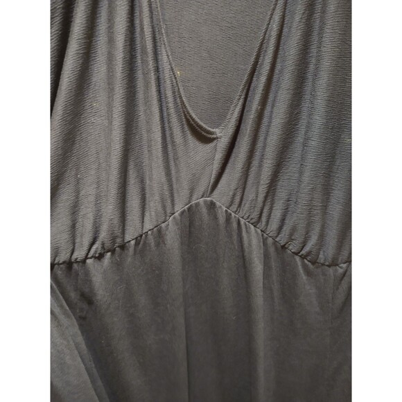 AVA & VIV WOMANS 3X BLACK MIDI DRESS 3/4 SLEEVE V NECK RIPPLE W/ POCKETS COMFY - Picture 3 of 10